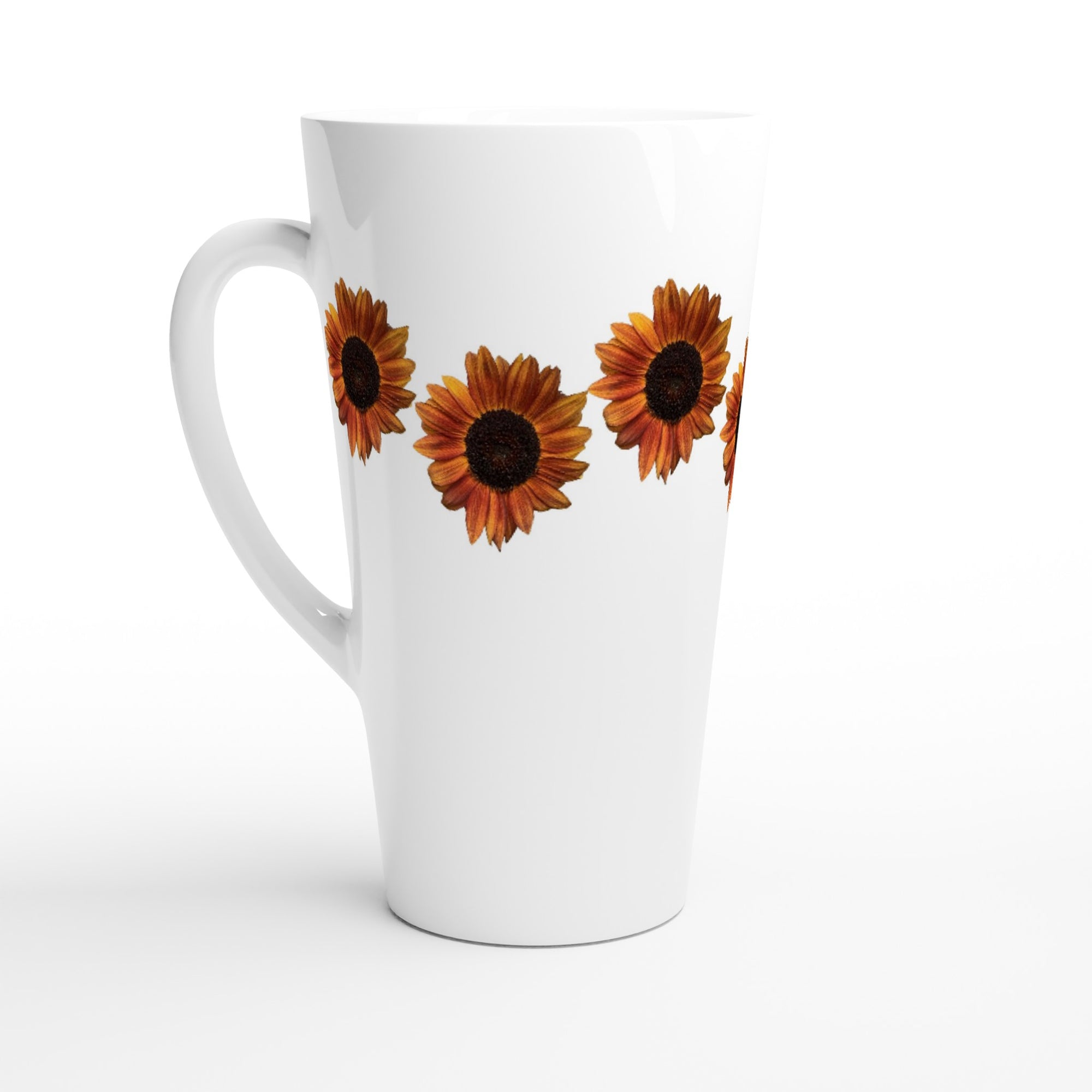 17oz ceramic latte mug red sunflower floral pattern 