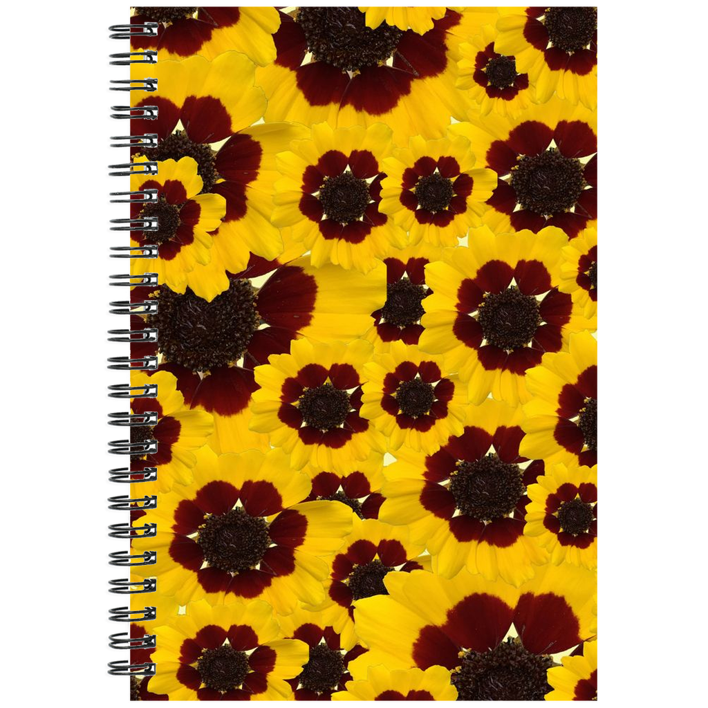 Spiral bound notebook grid or ruled golden tickseed pattern