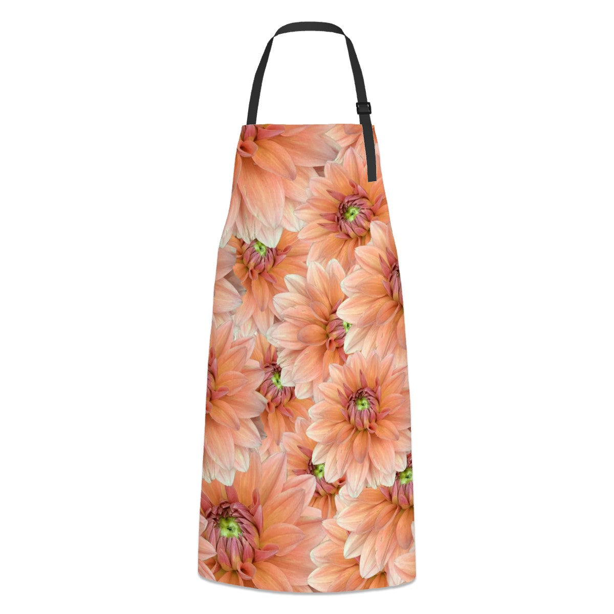 Apron with two pockets pink dahlia pattern