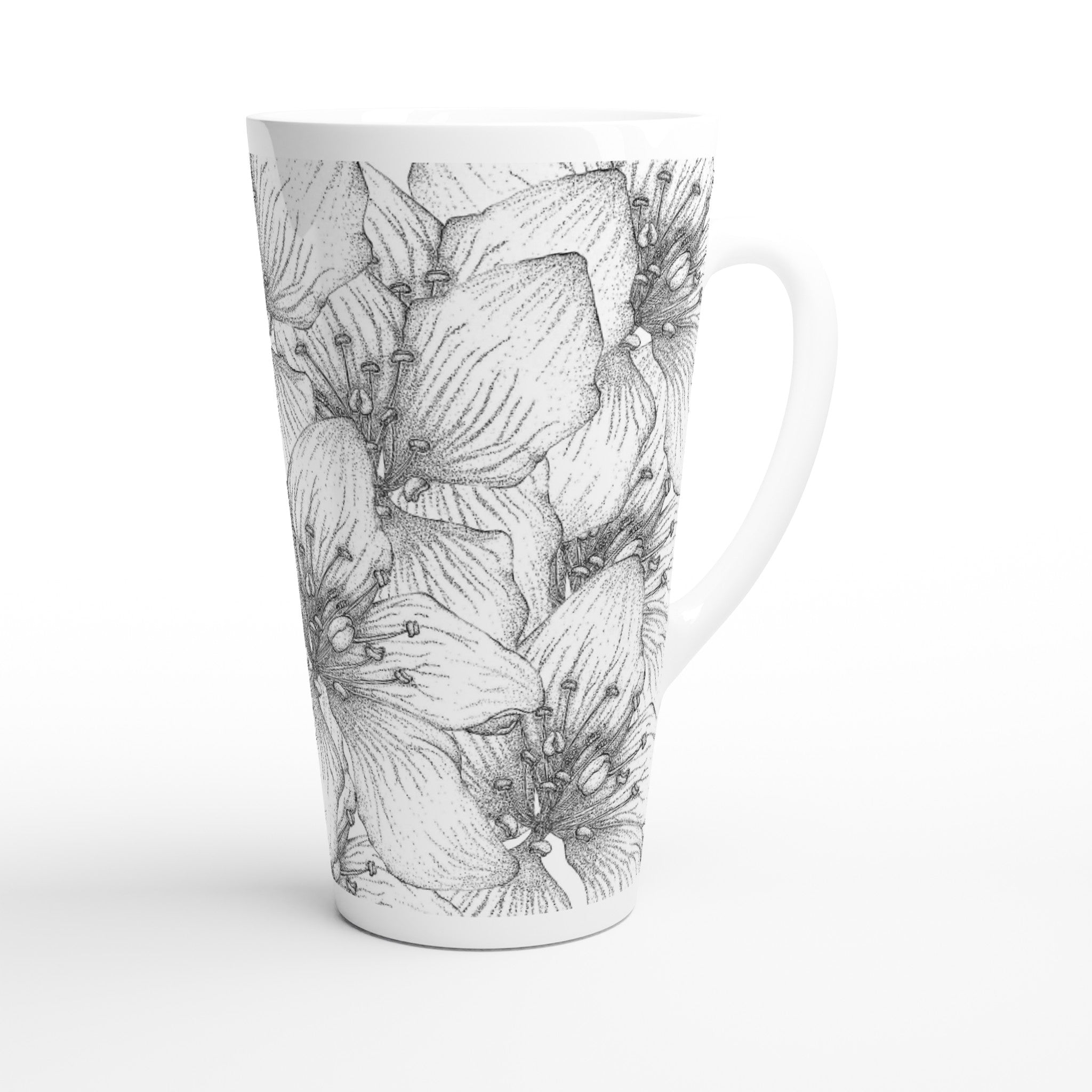 17oz ceramic latte mug apple blossom floral pattern 