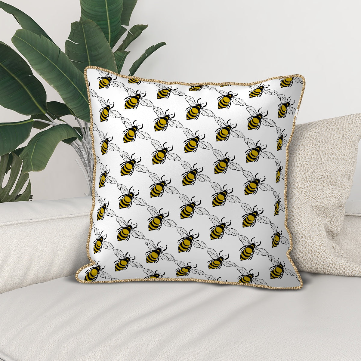 Velvet Throw Pillow Covers (Multiple sizes/Stitch Colours) Honeybee 2