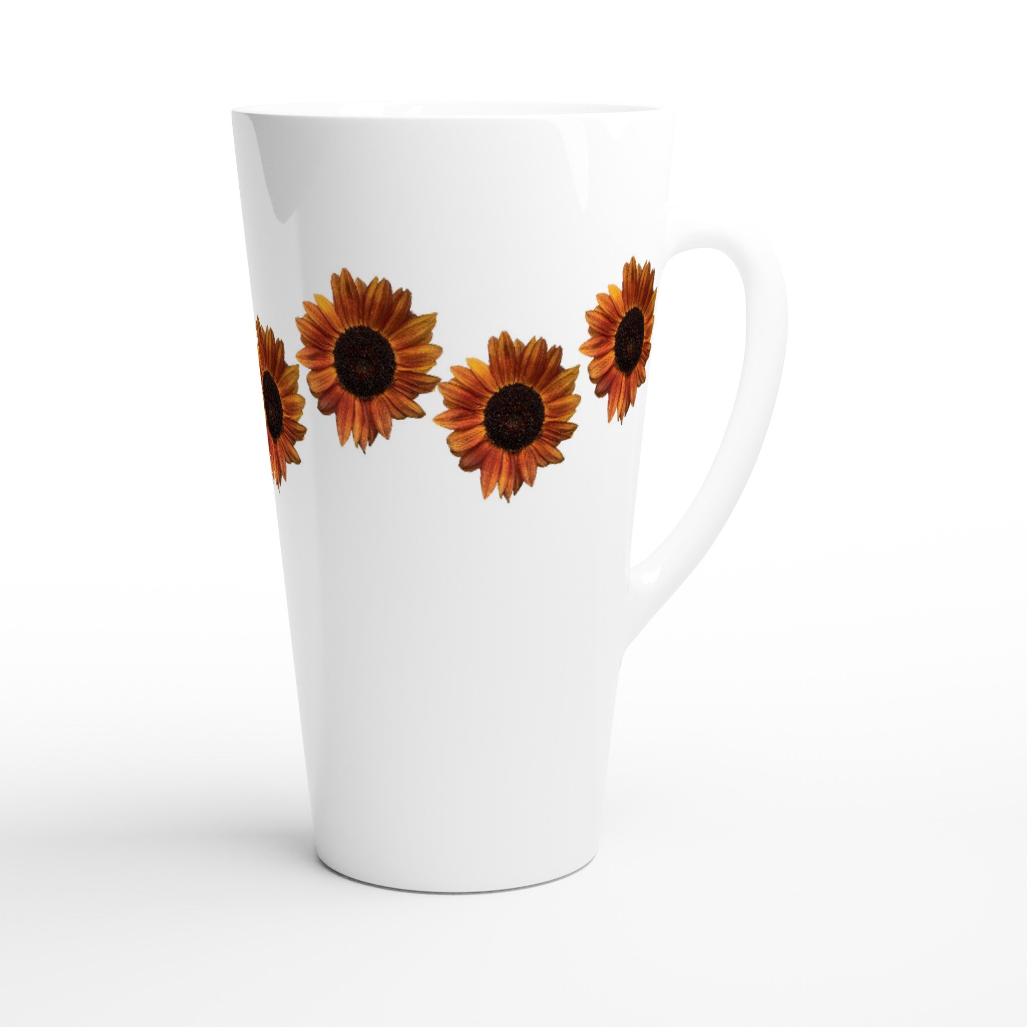 17oz ceramic latte mug red sunflower floral pattern 