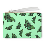 Vegan leather clutch (9.45x6.3) African green butterfly pattern