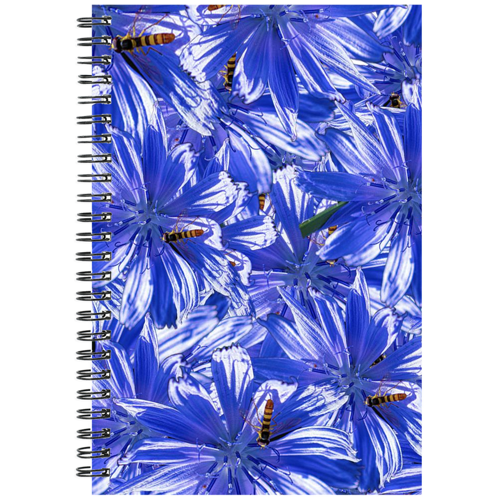 Spiral bound notebook ruled or grid chicory floral pattern