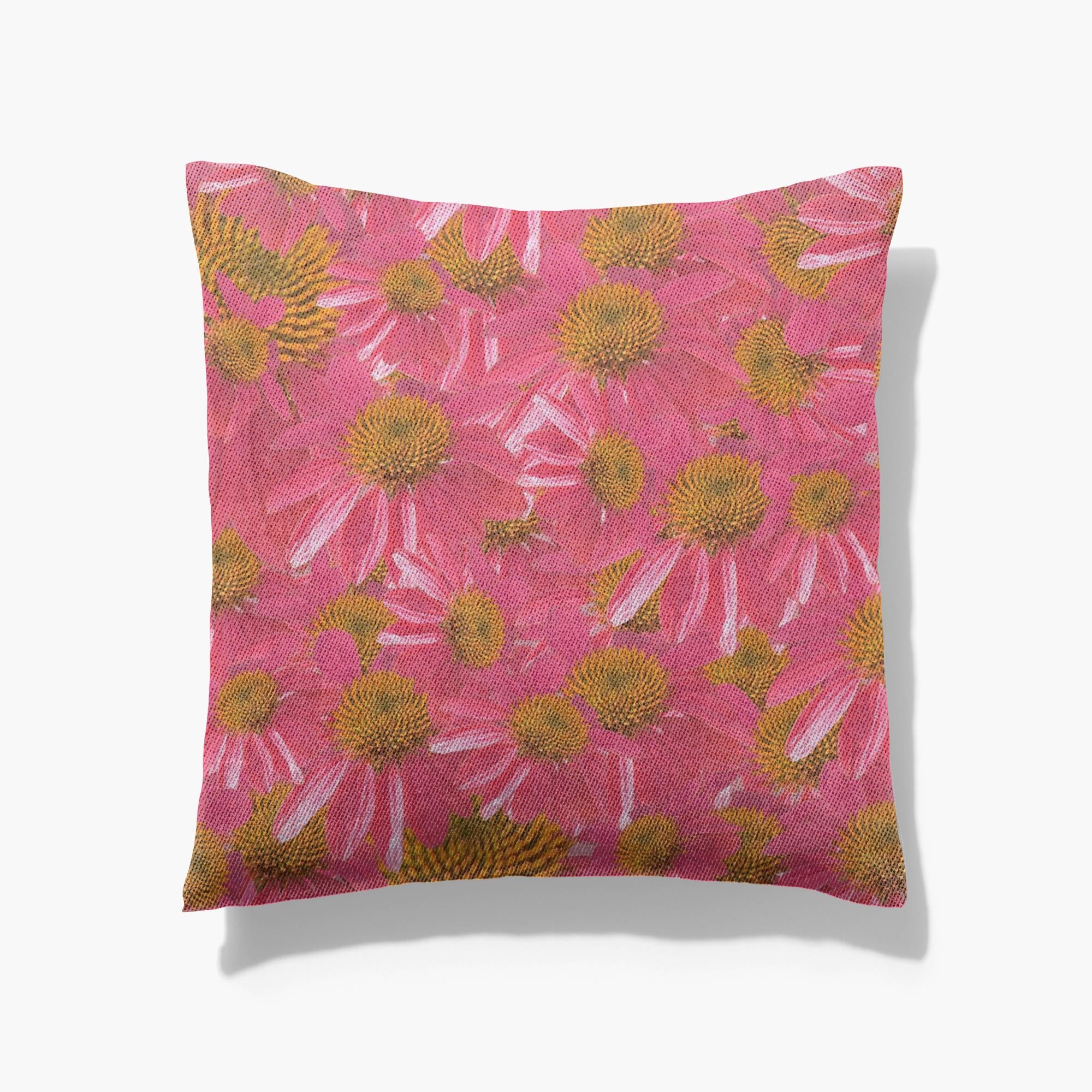 Cotton/poly blend woven pillow echinacea floral pattern