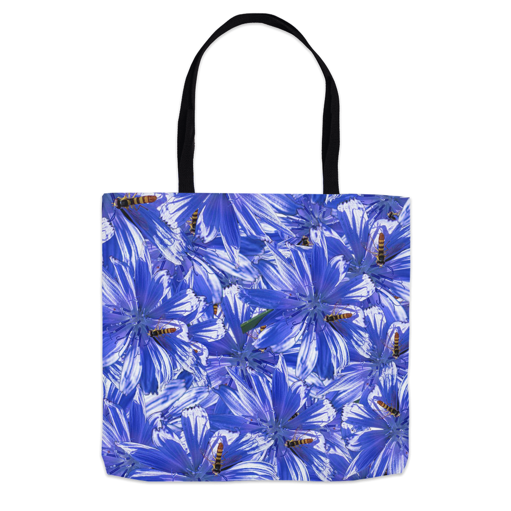 13x13 tote bag blue chicory floral pattern