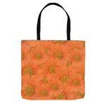 13x13 tote bag orange tithonia floral pattern