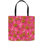 13x13 tote bag red echinacea floral pattern