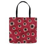 13x13 tote bag red gerbera daisy pattern