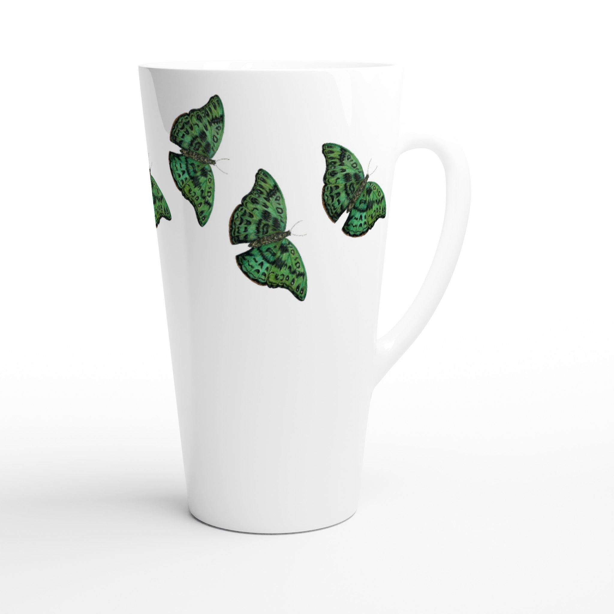 17oz ceramic latte mug african green butterfly pattern 