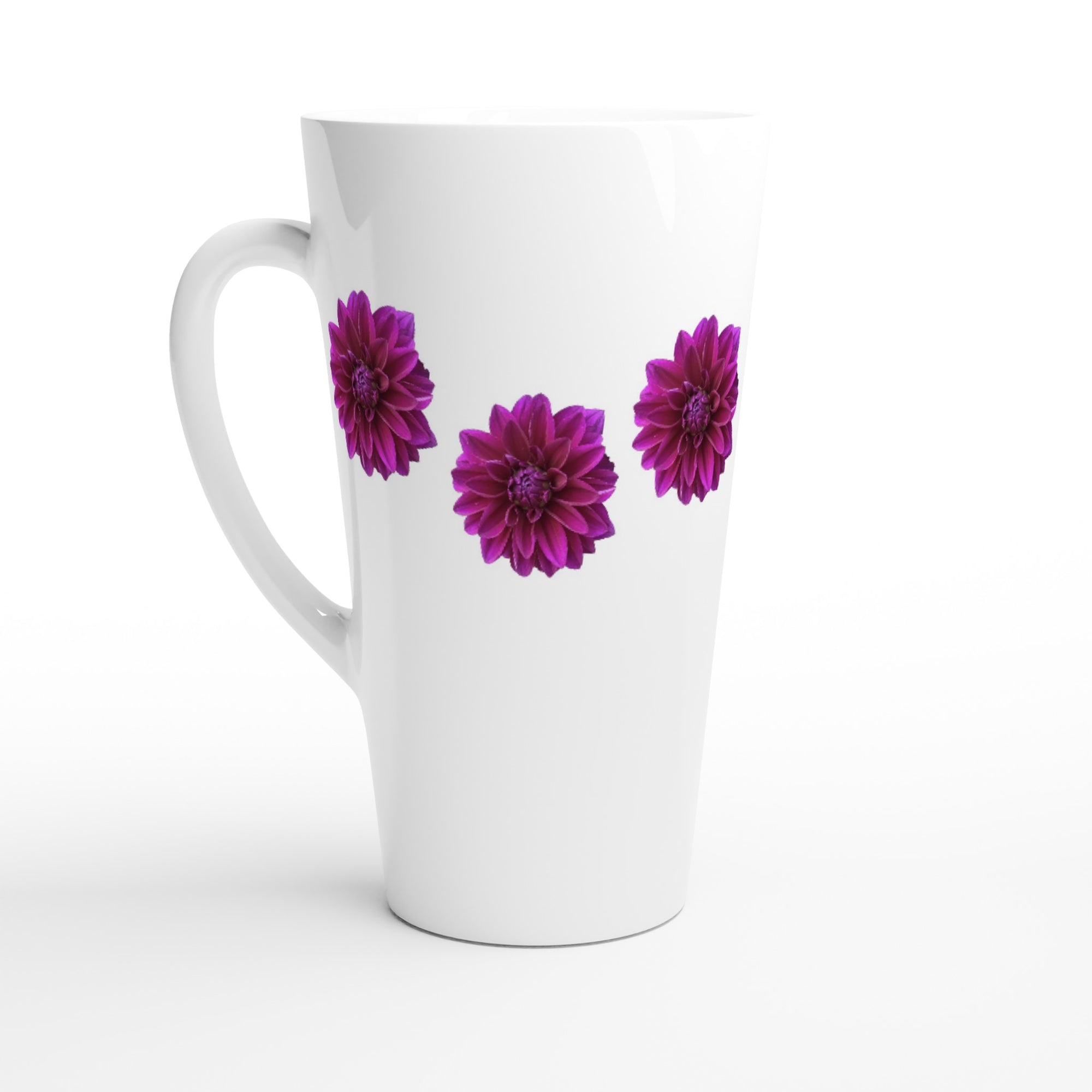 17oz ceramic latte mug purple dahlia floral pattern 