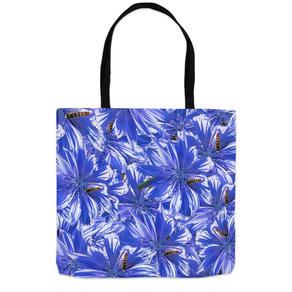 16x16 tote bag blue chicory floral pattern