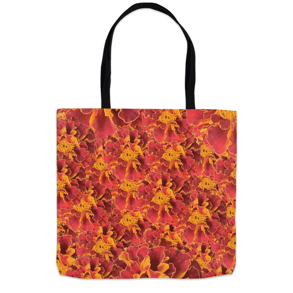 16x16 tote bag orange marigold floral pattern