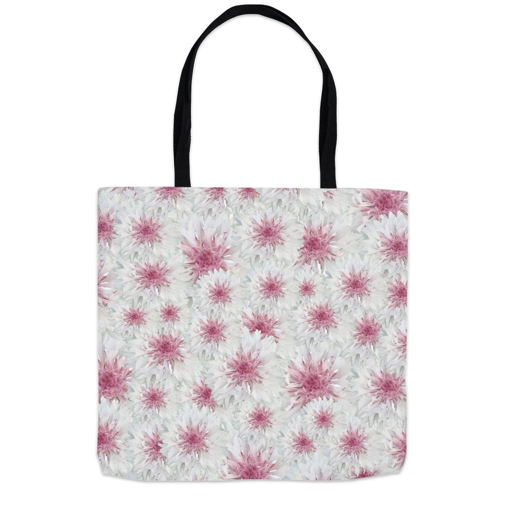 16x16 tote bag pink and white cornflower floral pattern