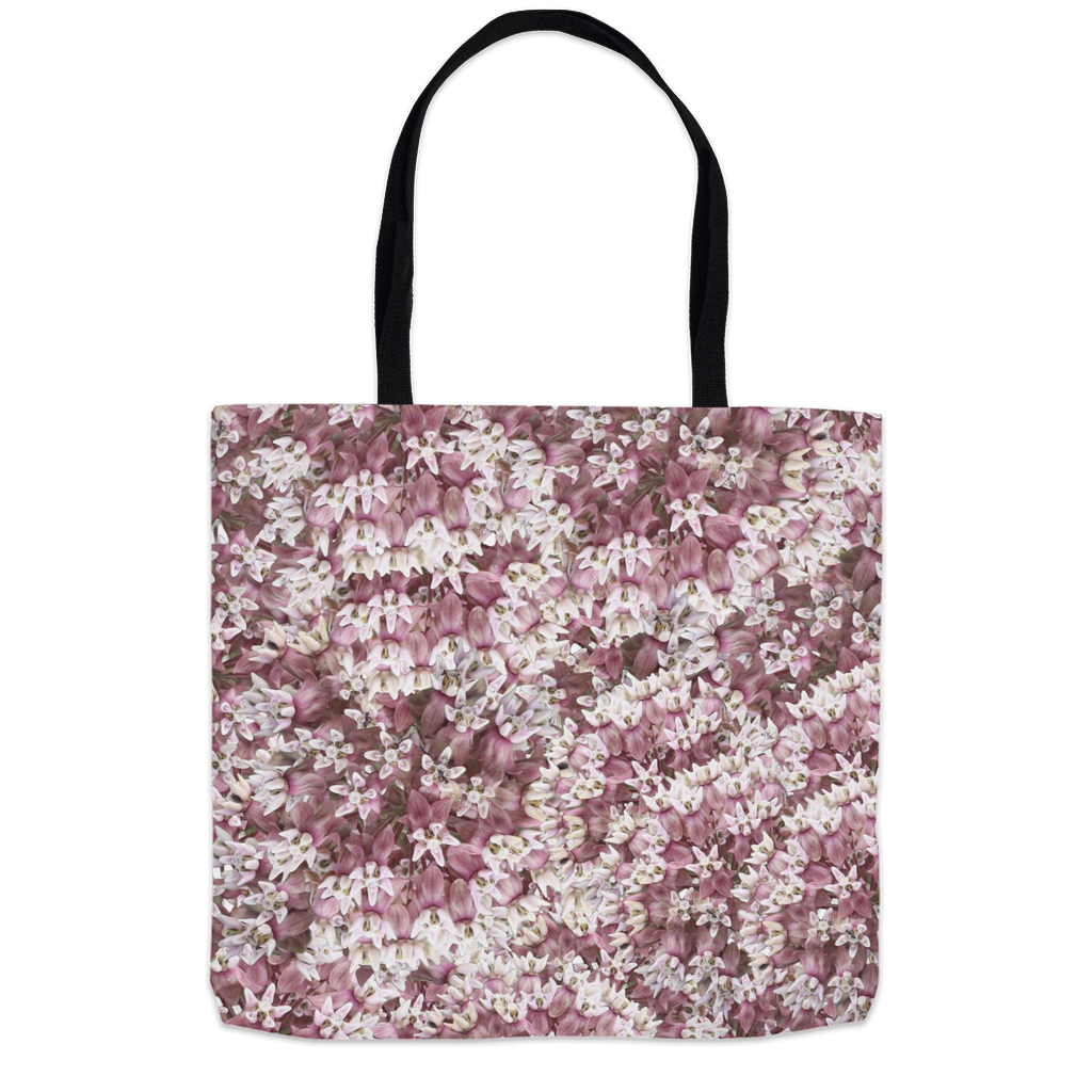 16x16 tote bag pink milkweed floral pattern