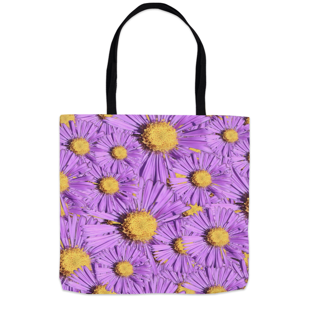 16x16 tote bag  purple aster floral pattern