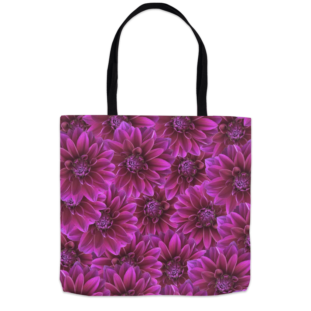 16x16 tote bag purple dahlia 2 pattern