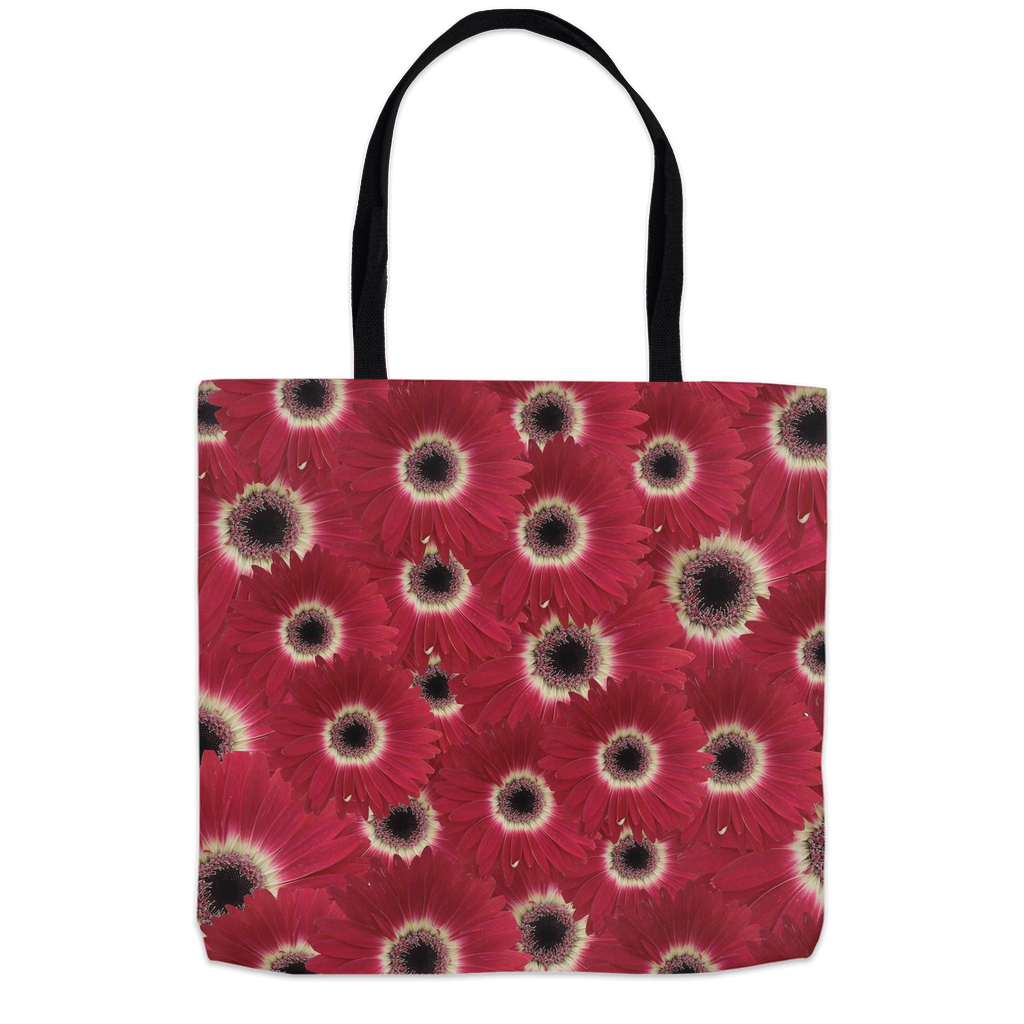 16x16 tote bag red gerbera daisy pattern