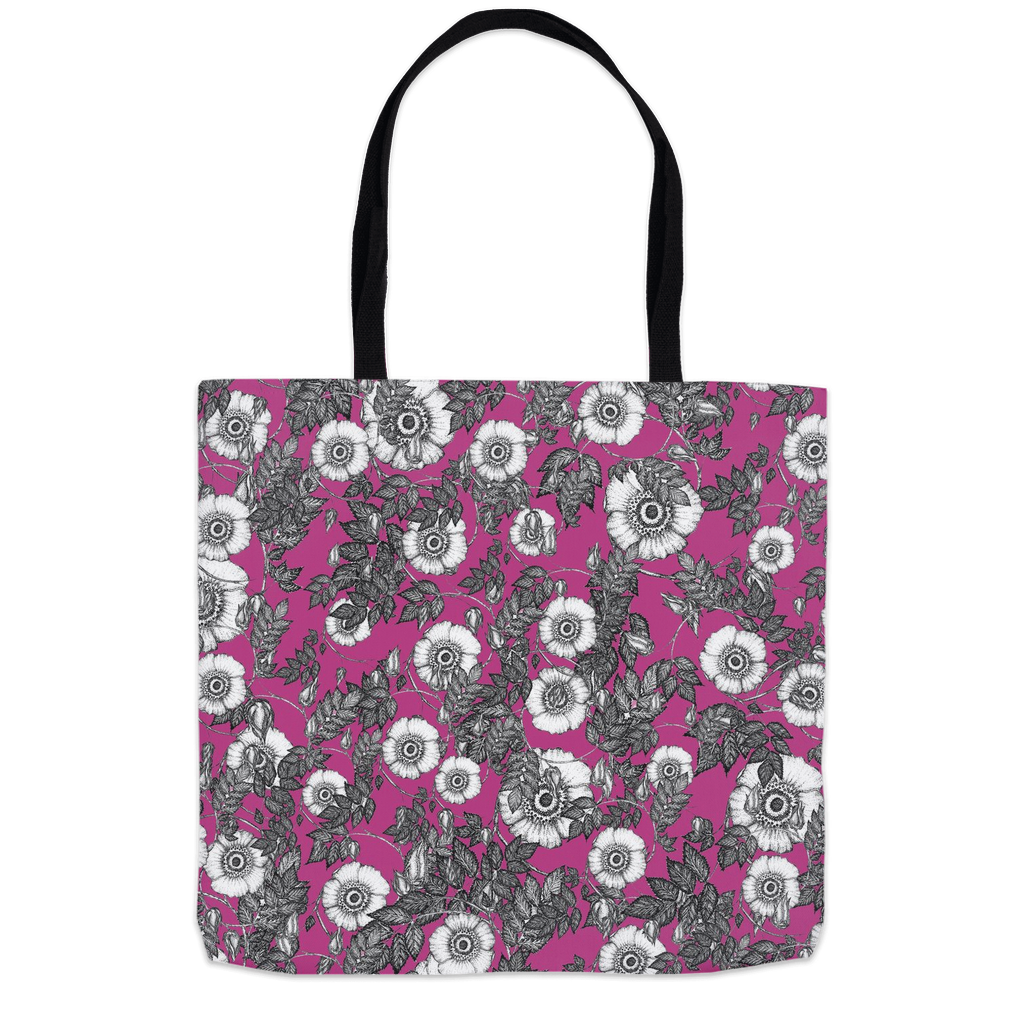 16x16 tote bag pink wild rose floral pattern