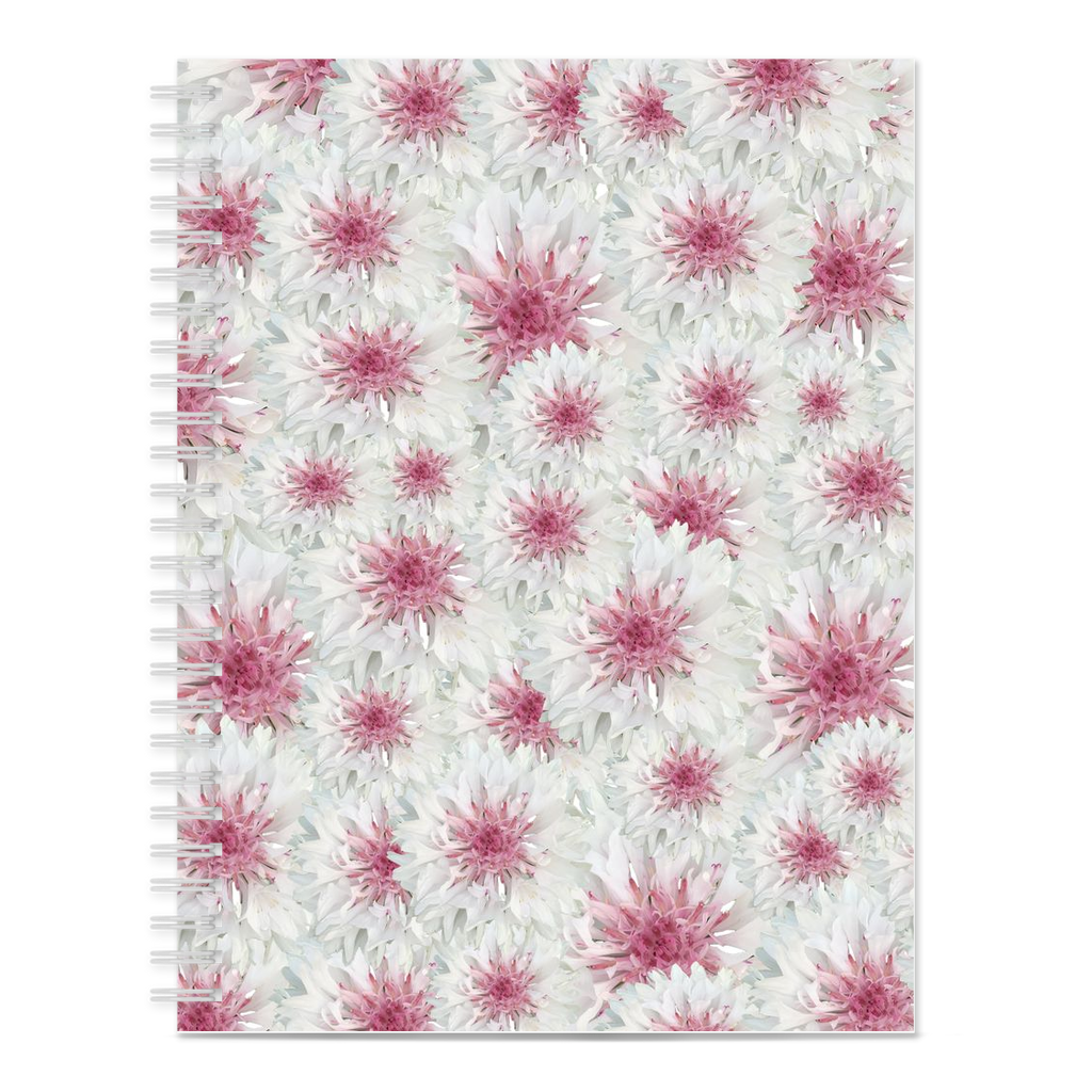 Blank spiral bound pink and white cornflower pattern