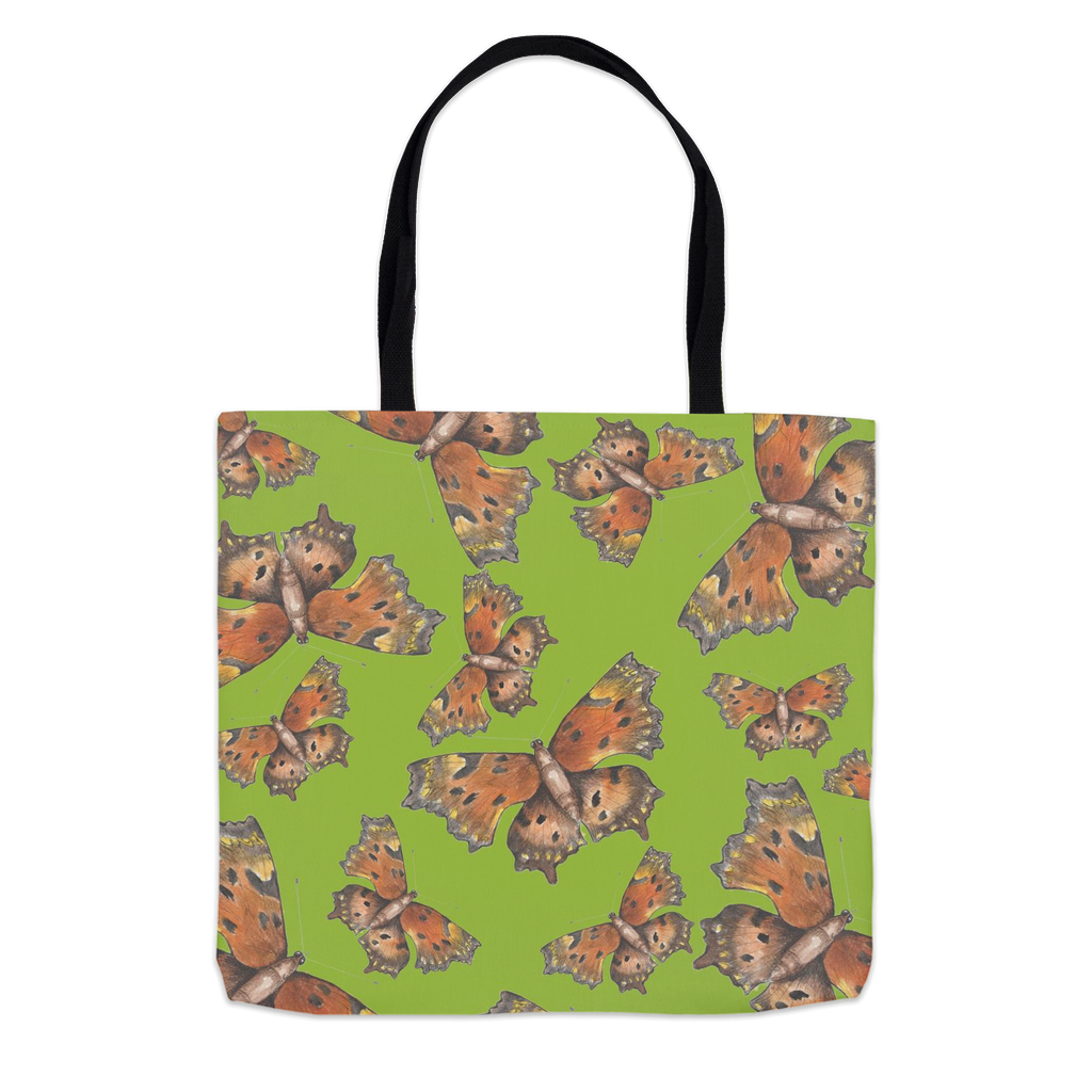 18x18 tote bag green comma butterfly pattern