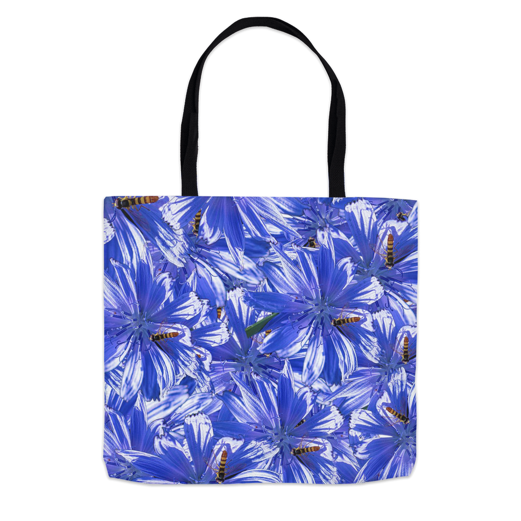 18x18 tote bag blue chicory floral pattern