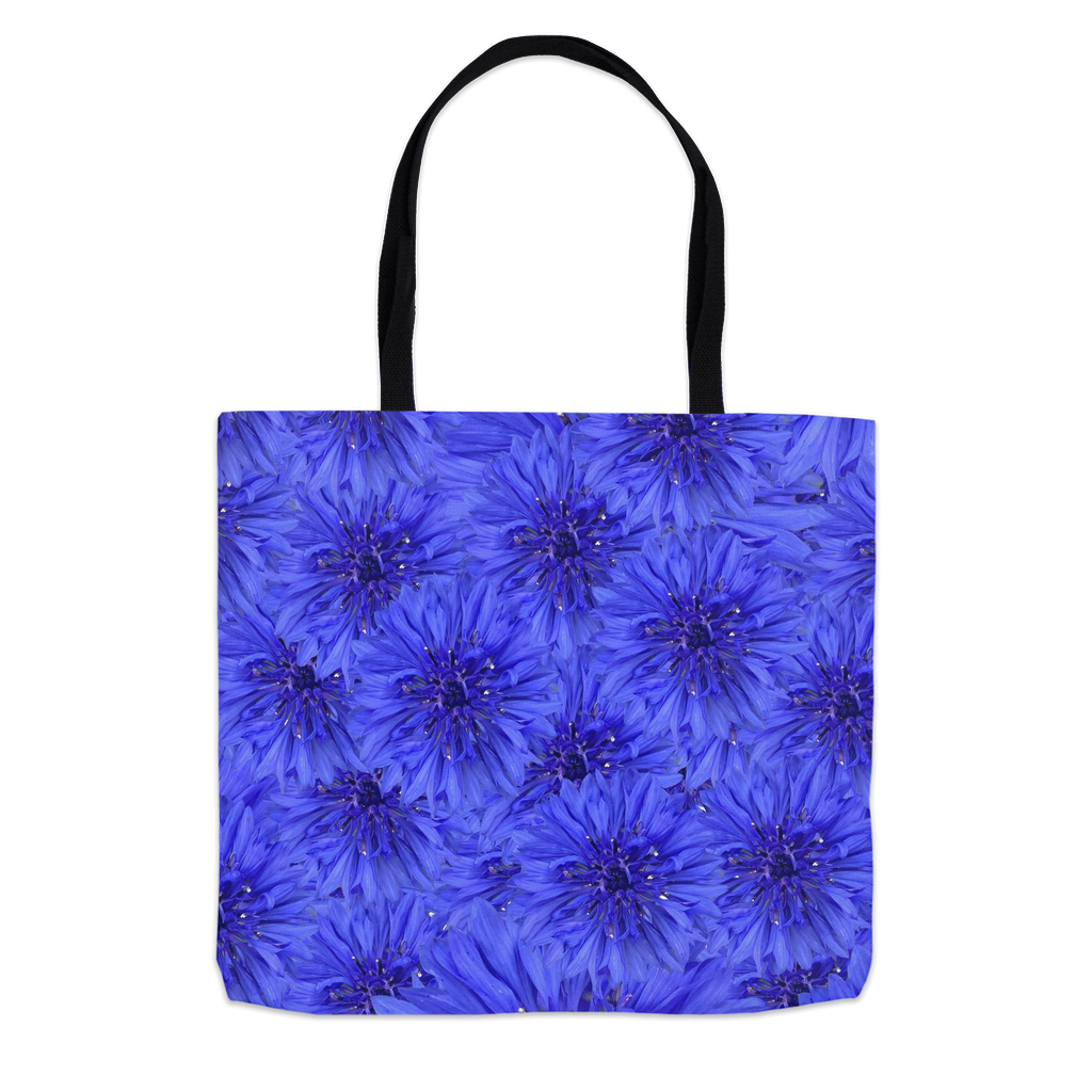 18x18 tote bag blue cornflower floral pattern