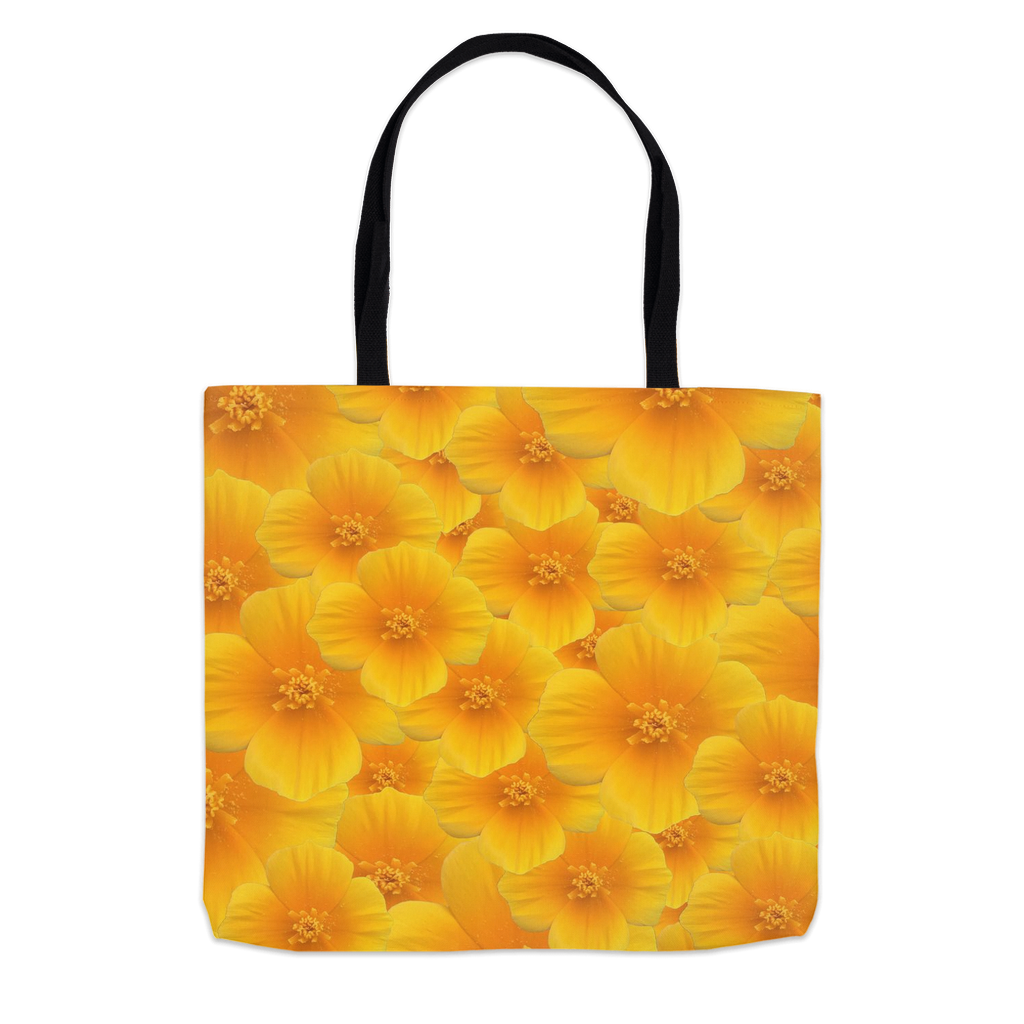 18x18 tote bag gold field poppy floral pattern