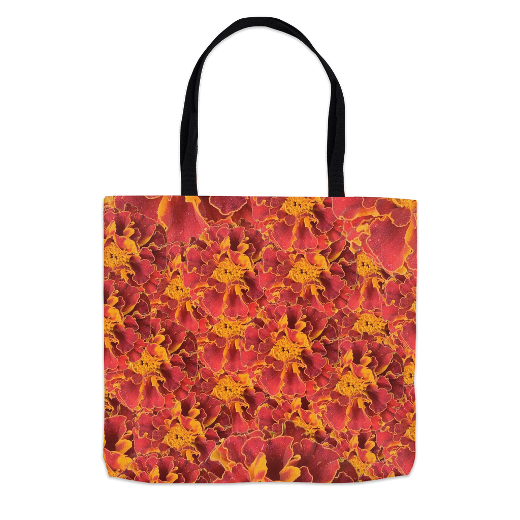 18x18 tote bag orange marigold floral pattern