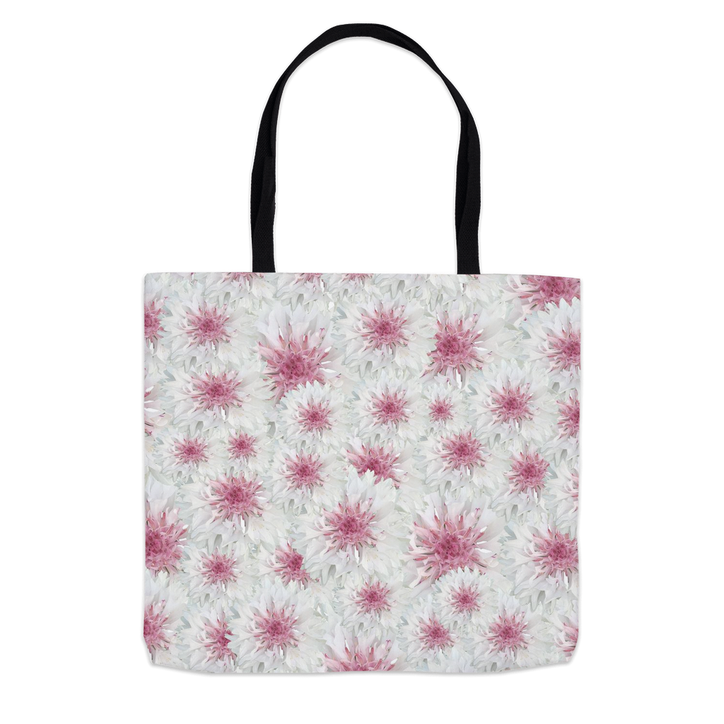 18x18 tote bag pink and white cornflower floral pattern