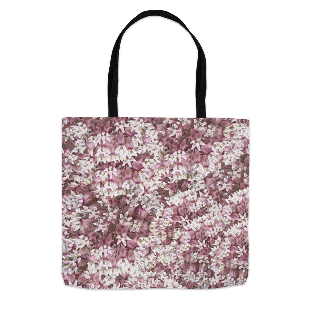 18x18  tote bag pink milkweed floral pattern