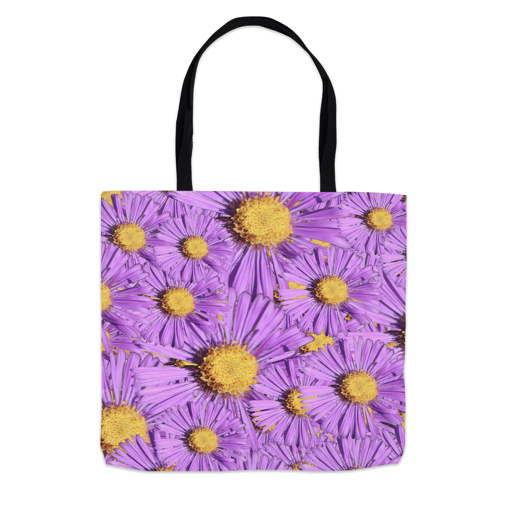 18x18 tote bag purple aster floral pattern