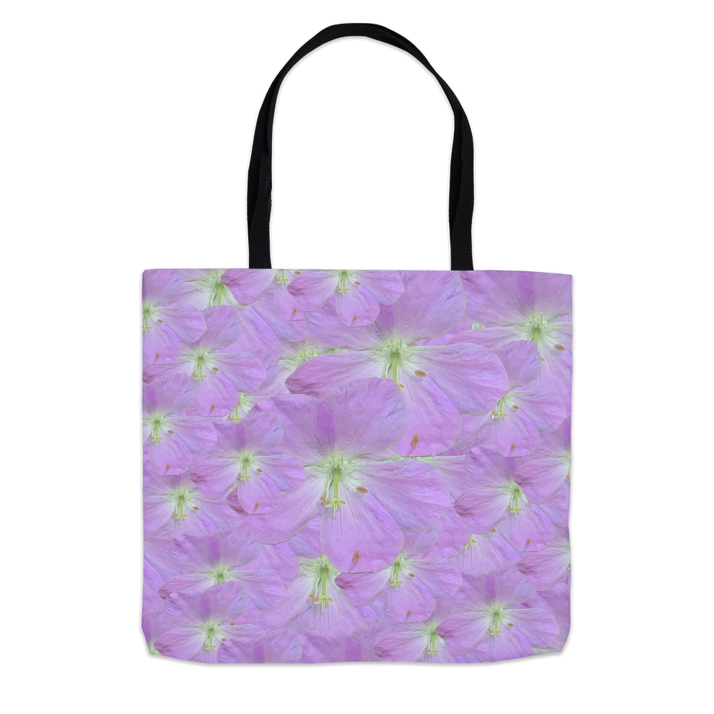 18x18 tote bag purple wild geranium floral patten