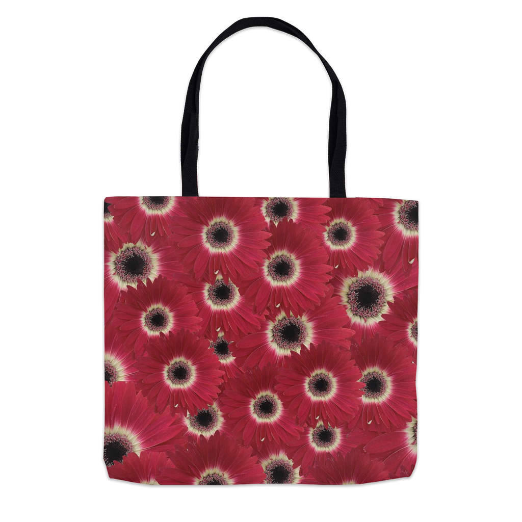 18x18 tote bag red gerbera daisy floral pattern