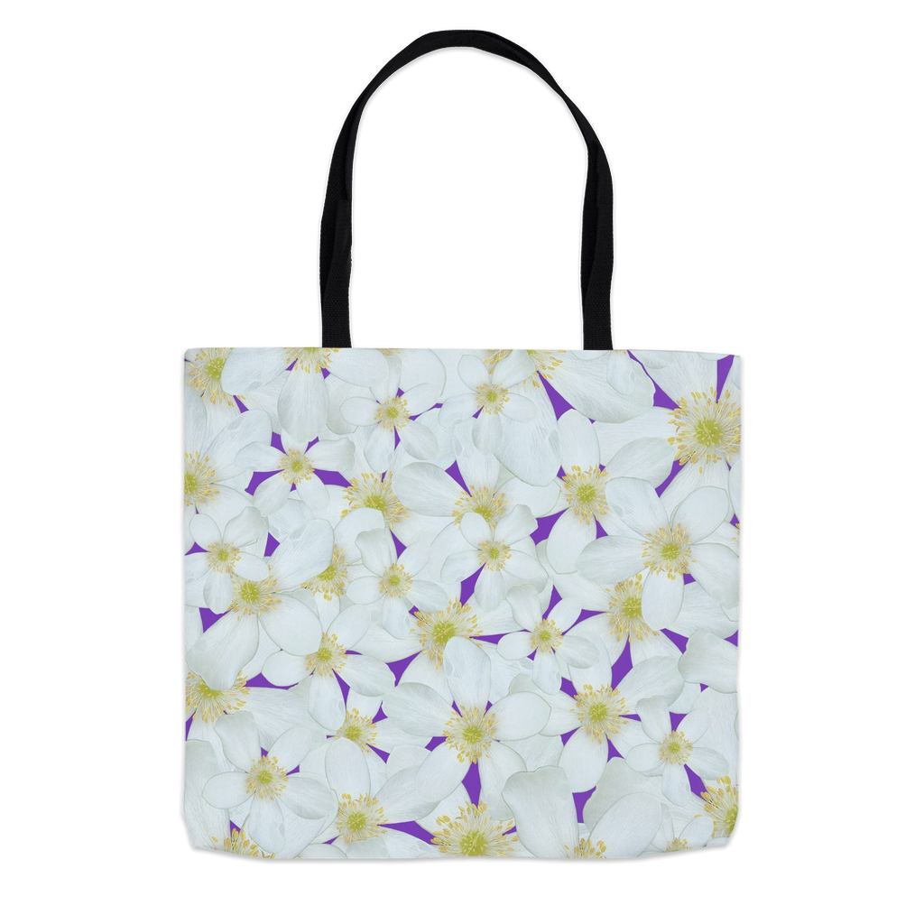 18x18 tote bag white wood anemone floral pattern