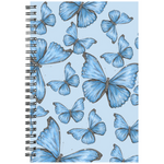 Spiral bound notebook graph or  lined  Cramer's Blue Morpho butterfly  pattern