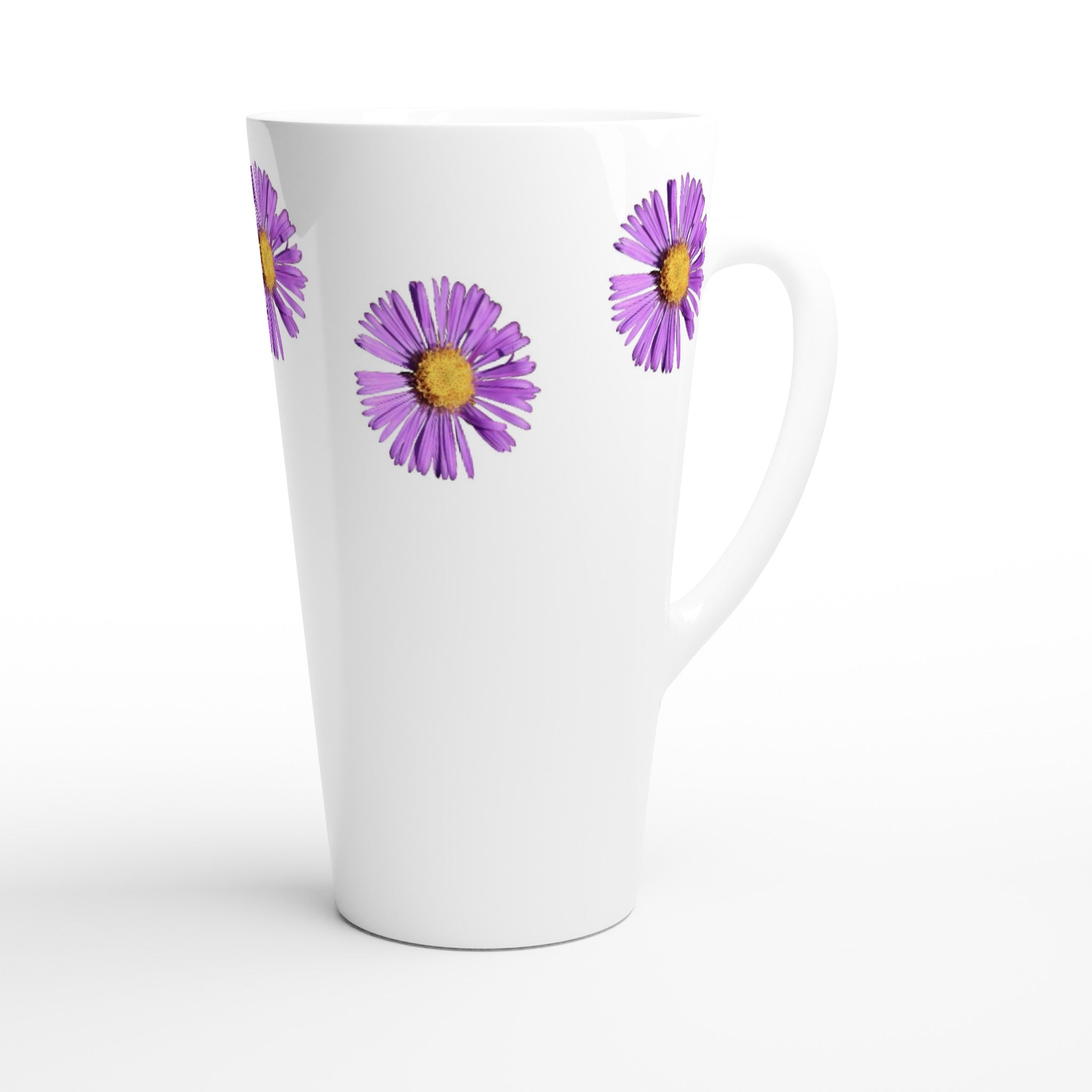 17oz ceramic latte mug purple aster floral pattern 