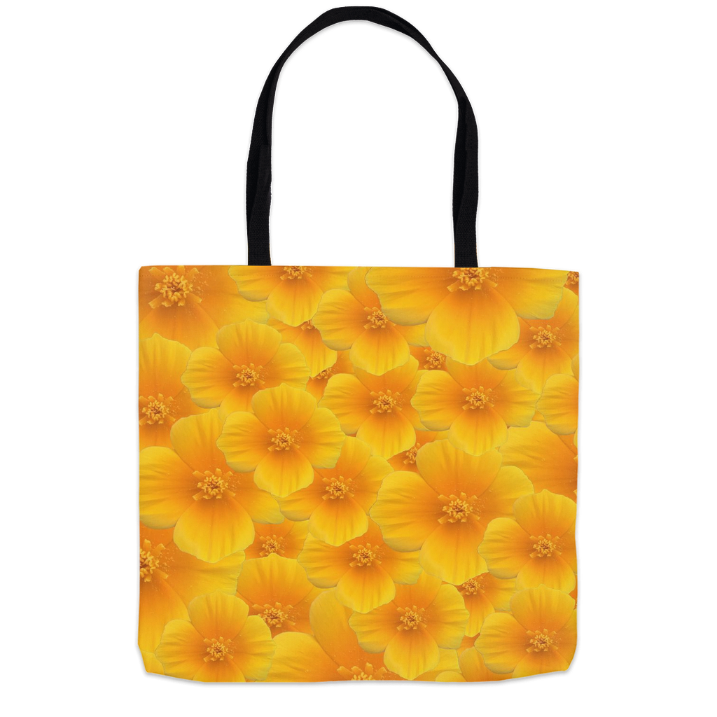 16x16 tote bag gold field poppy floral pattern