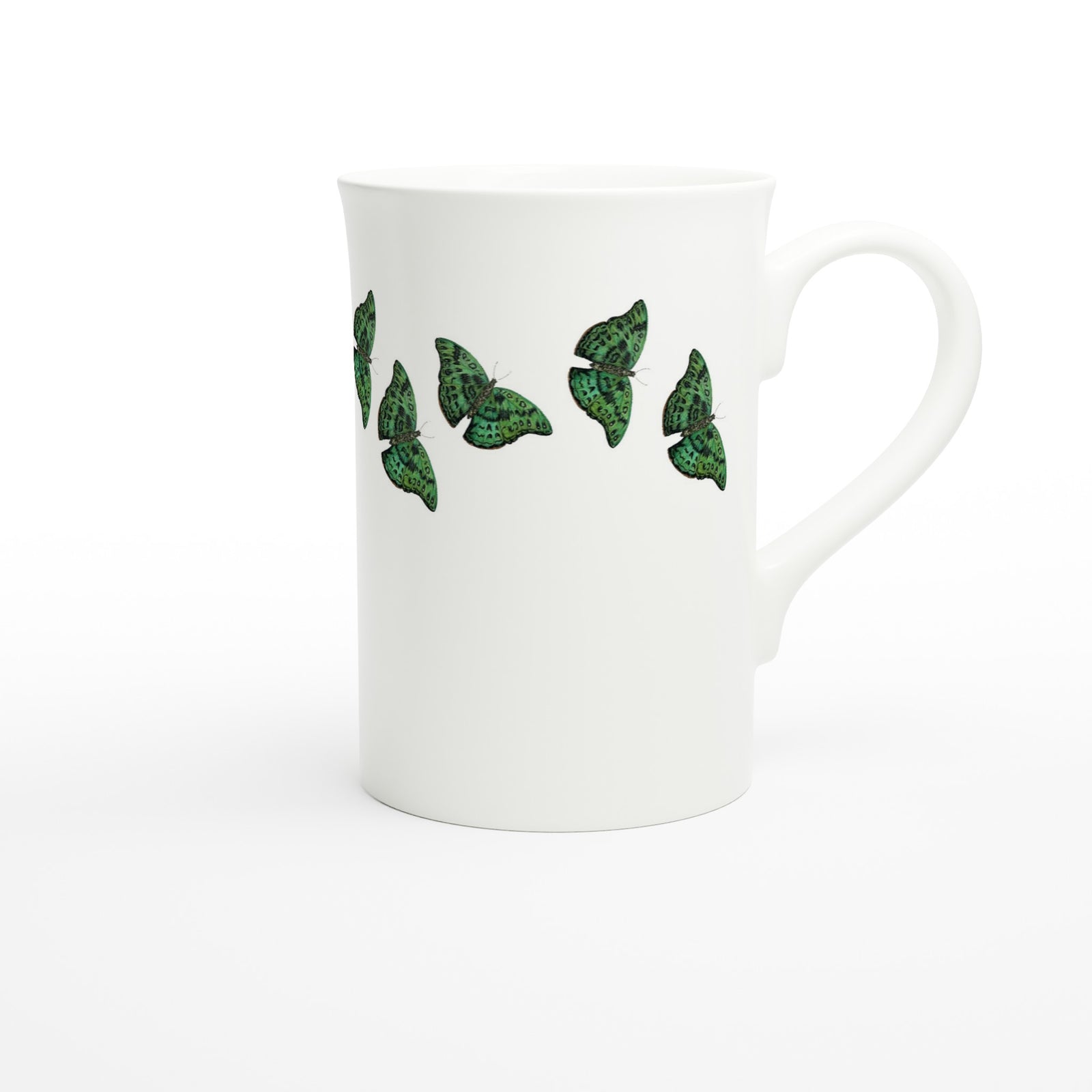 10 oz slim porcelain mug african green butterfly pattern