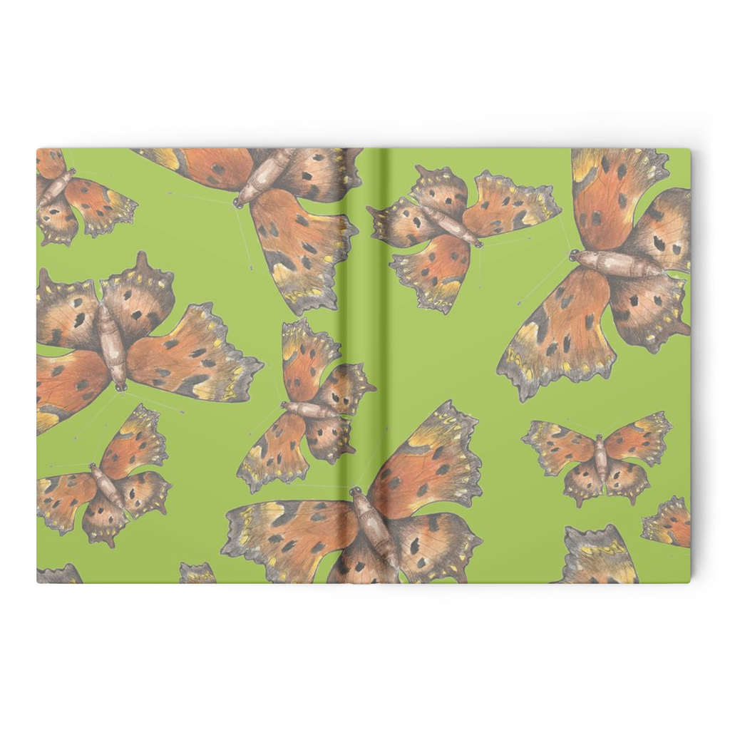 Hardbound journal Green coma butterfly pattern 160 pages ruled or lined