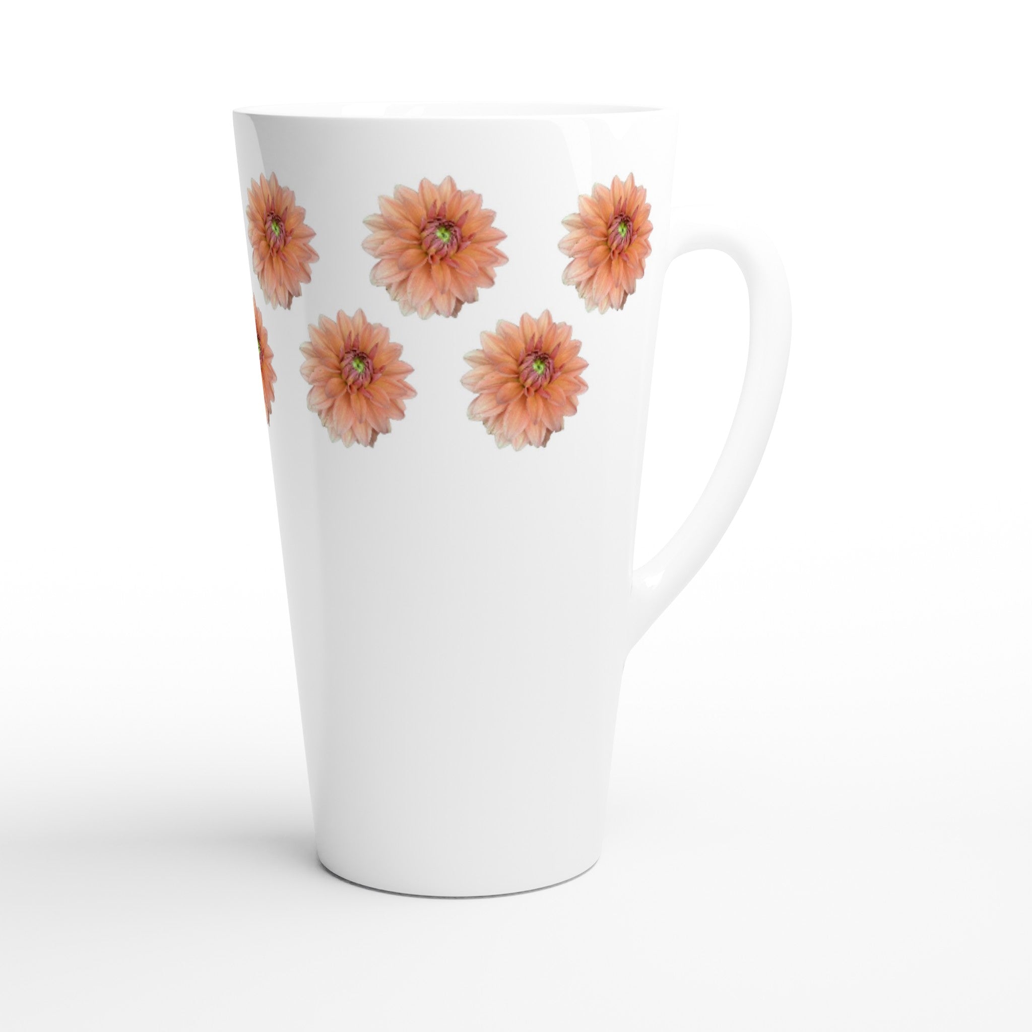 17oz ceramic latte mug pink dahlia floral pattern 