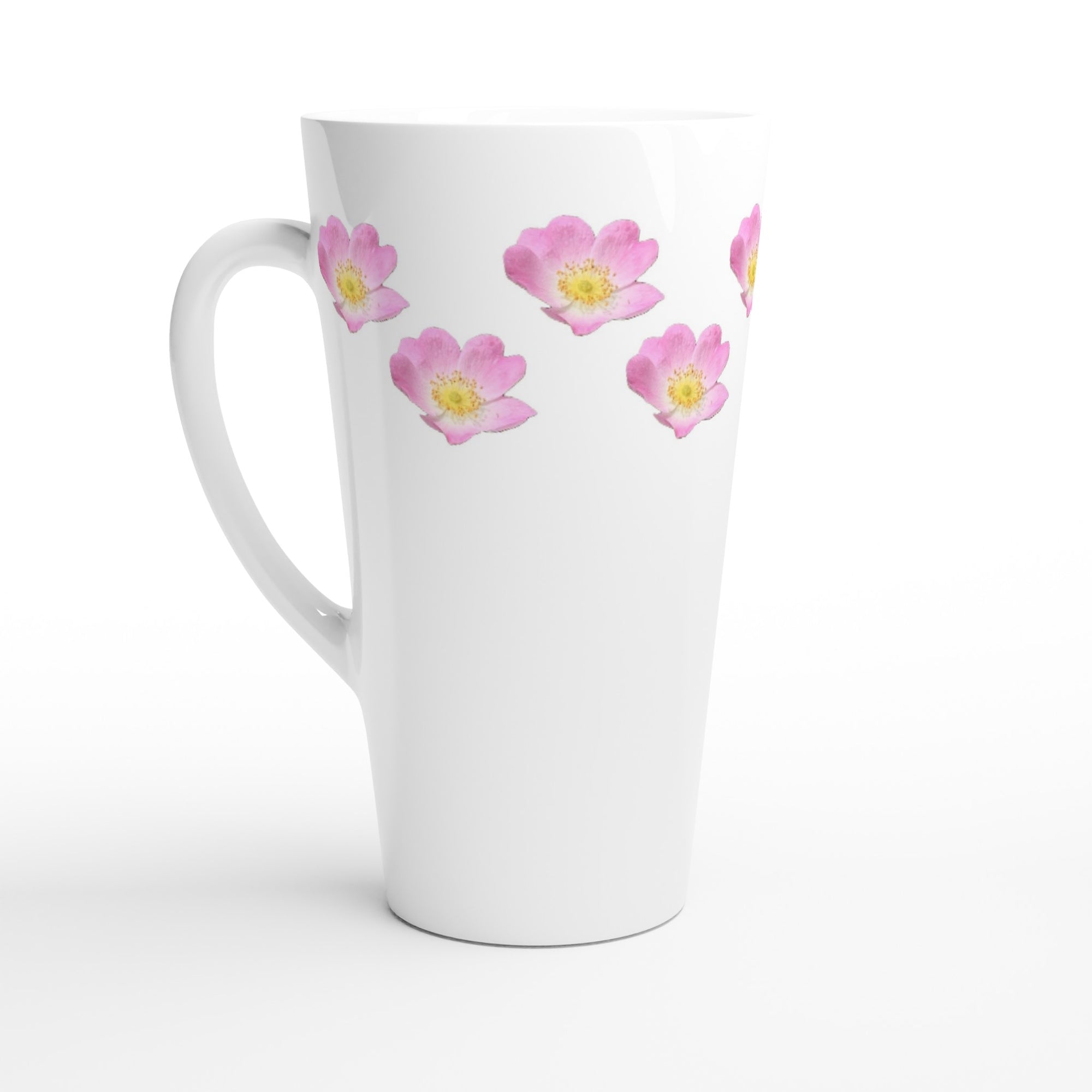 17oz ceramic latte mug wild rose floral pattern 