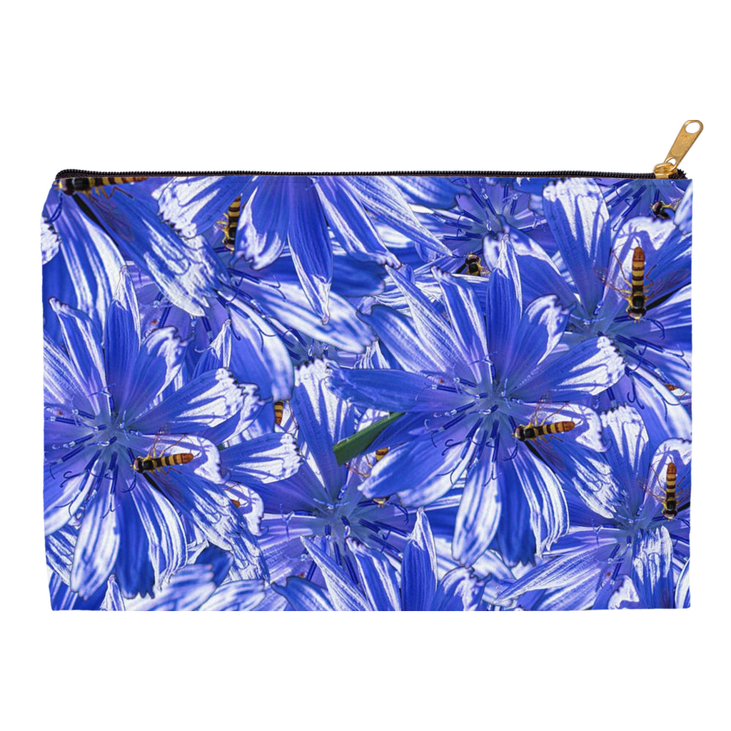 Flat pouch blue chicory floral pattern