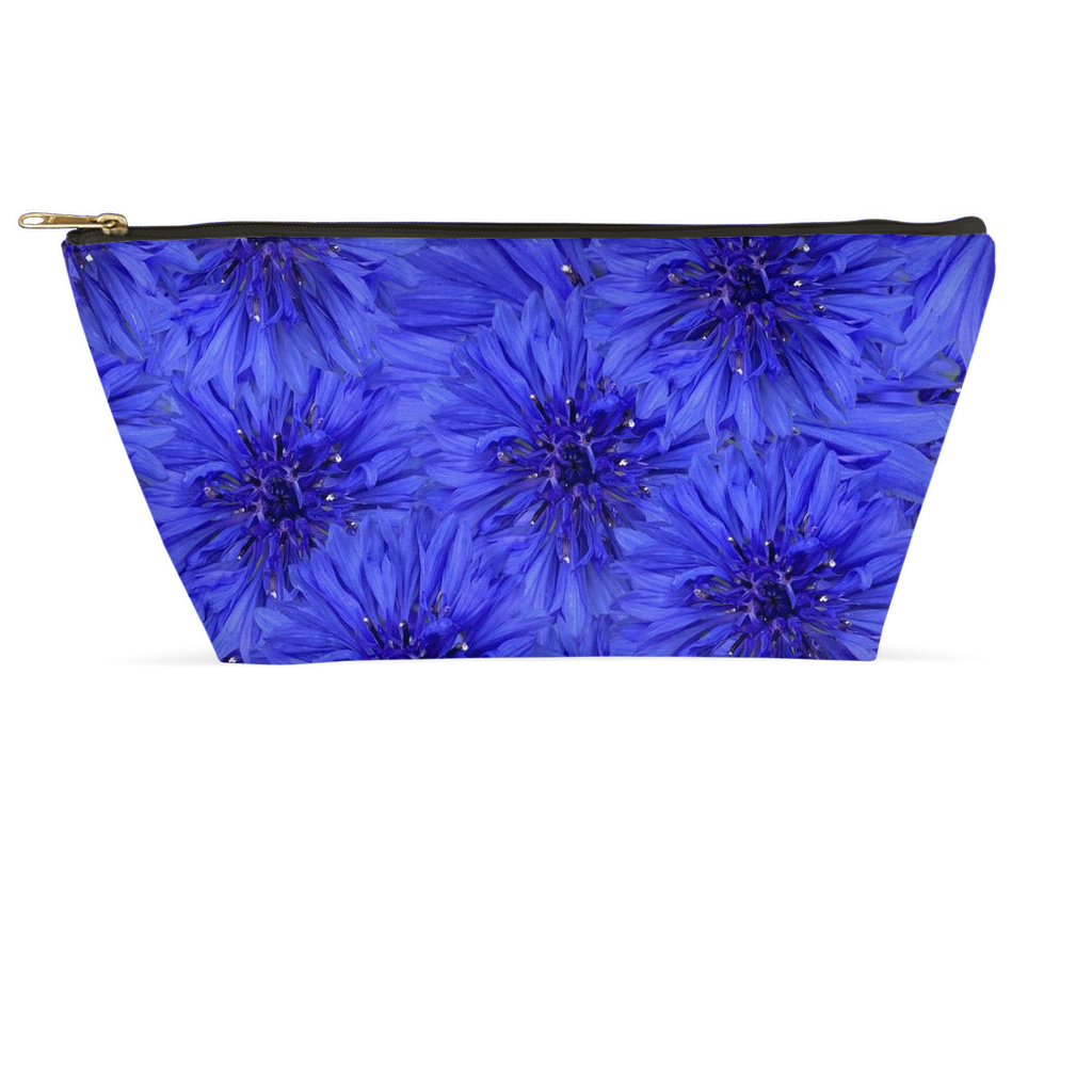 T bottom pouch blue cornflower floral pattern