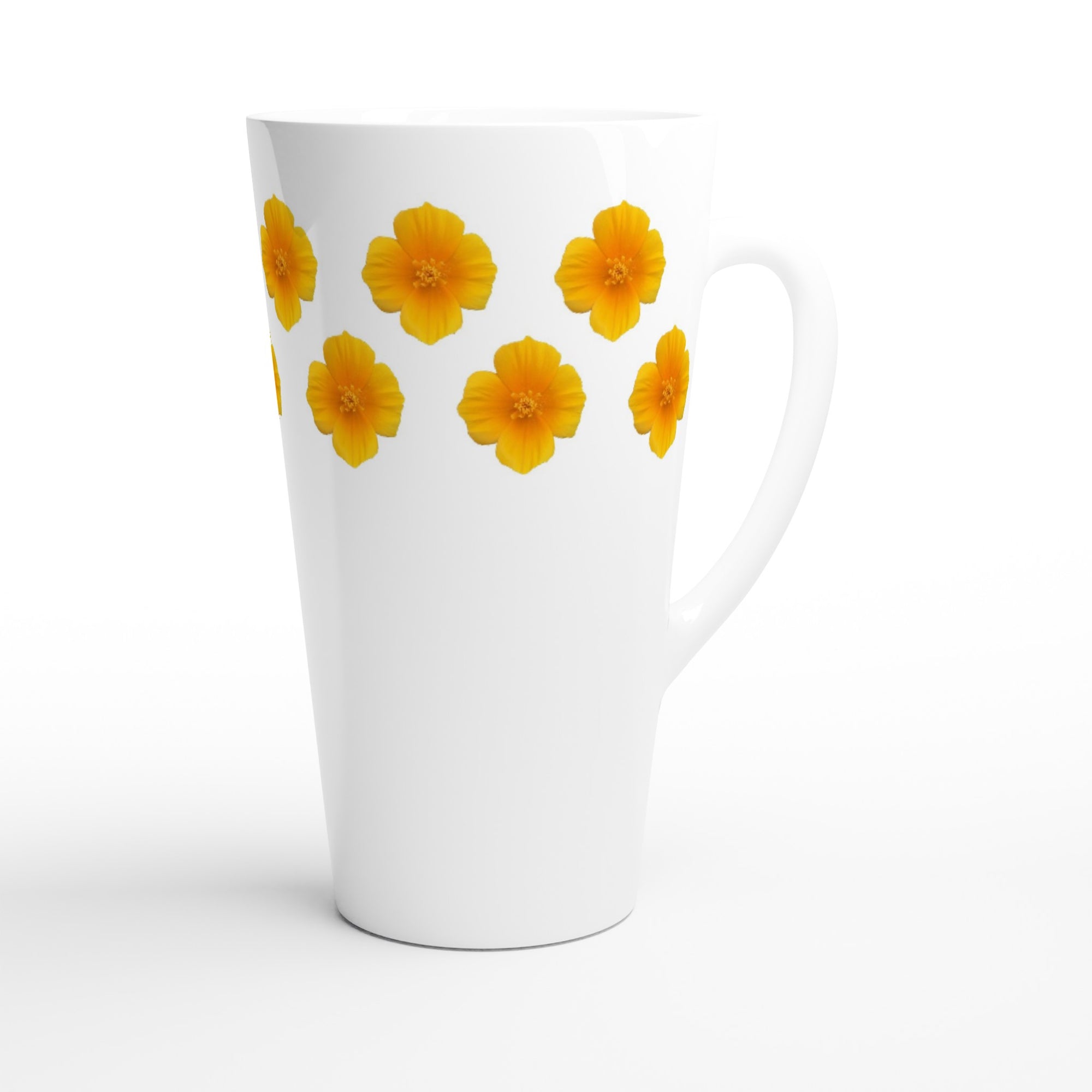 17oz ceramic latte mug wood field poppy floral  pattern 