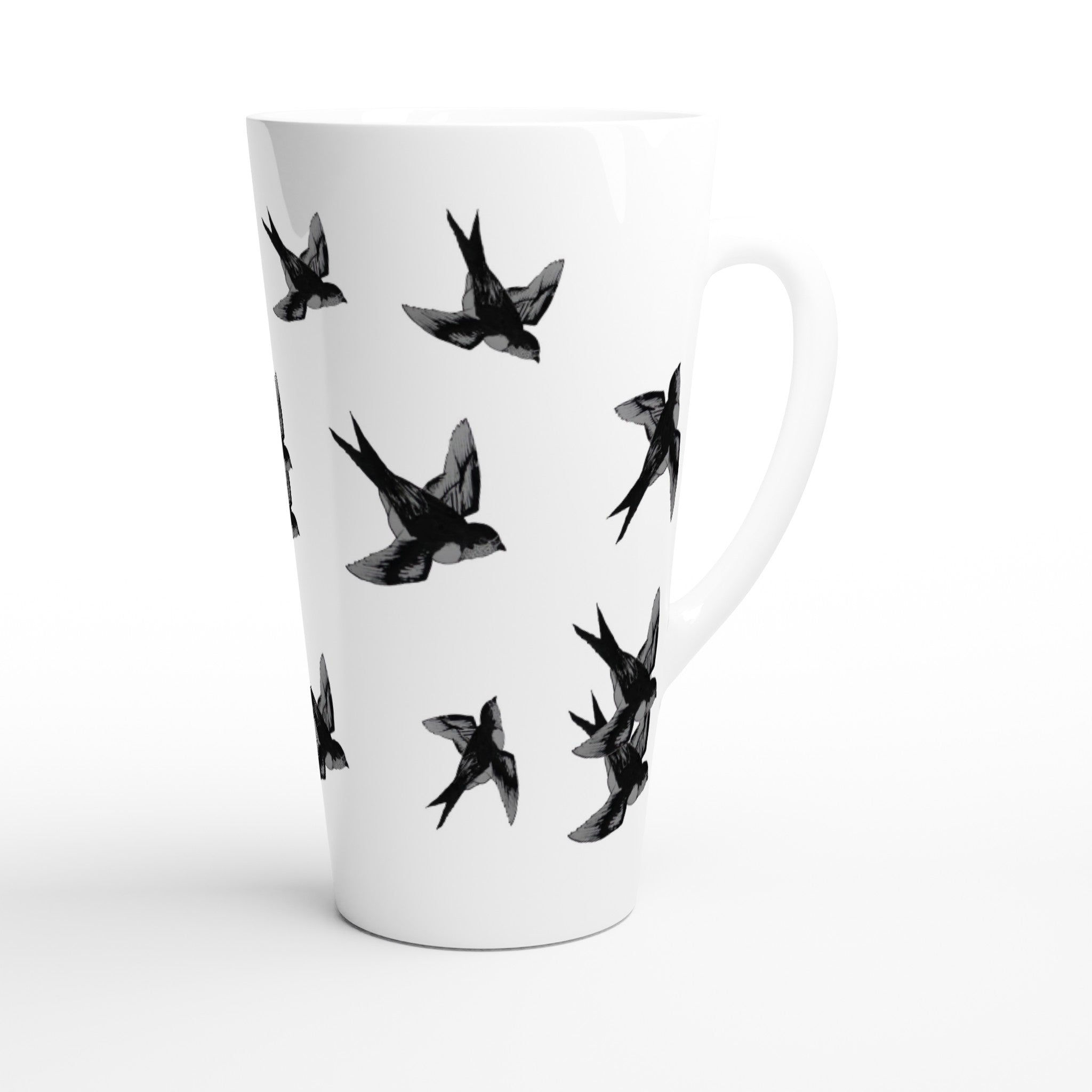 17oz ceramic latte mug barn swallows bird pattern 