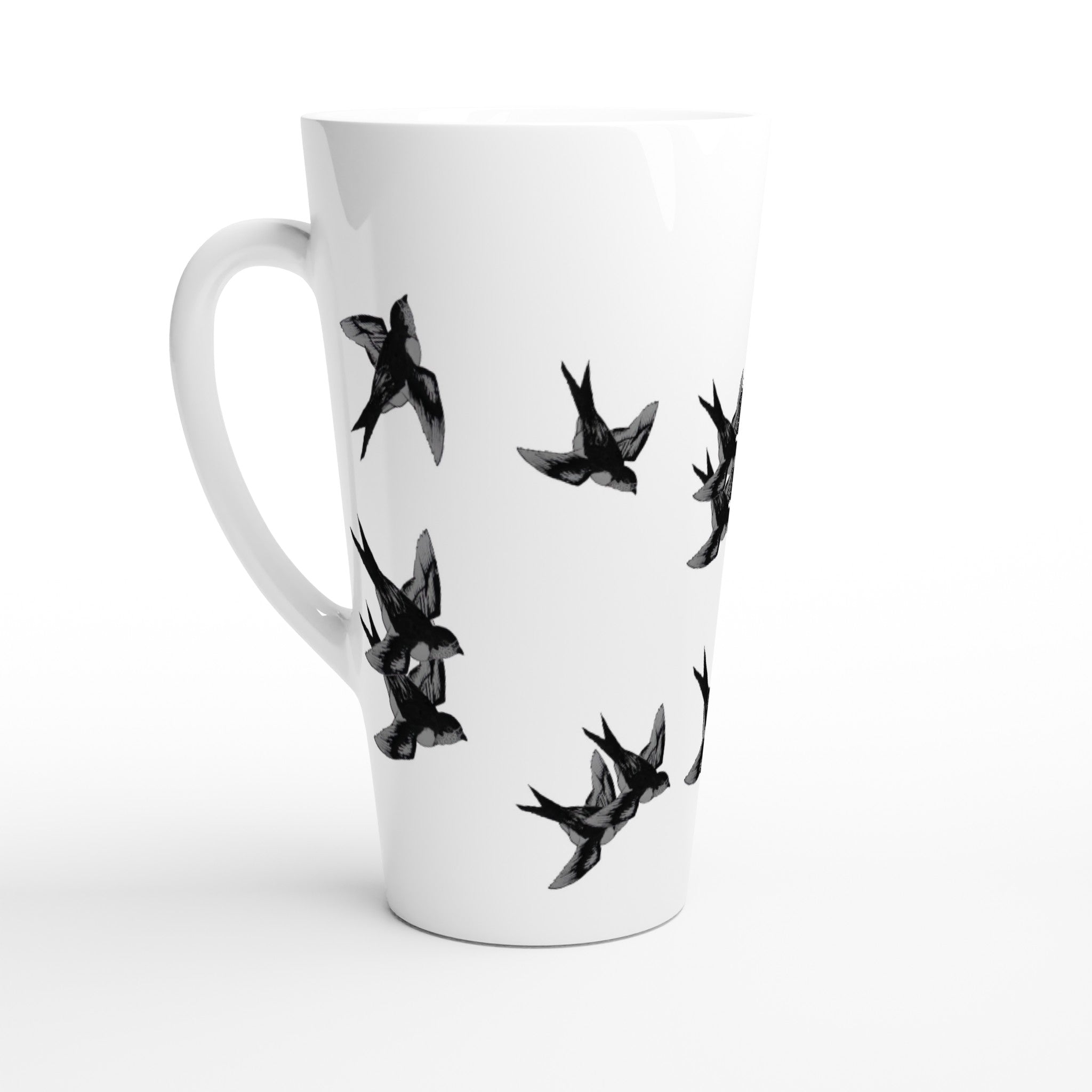 17oz ceramic latte mug barn swallows bird pattern 