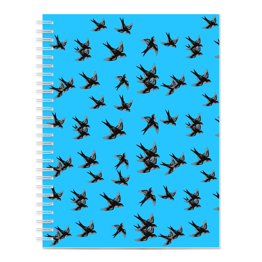 Blank spiral bound notebook barn swallow pattern