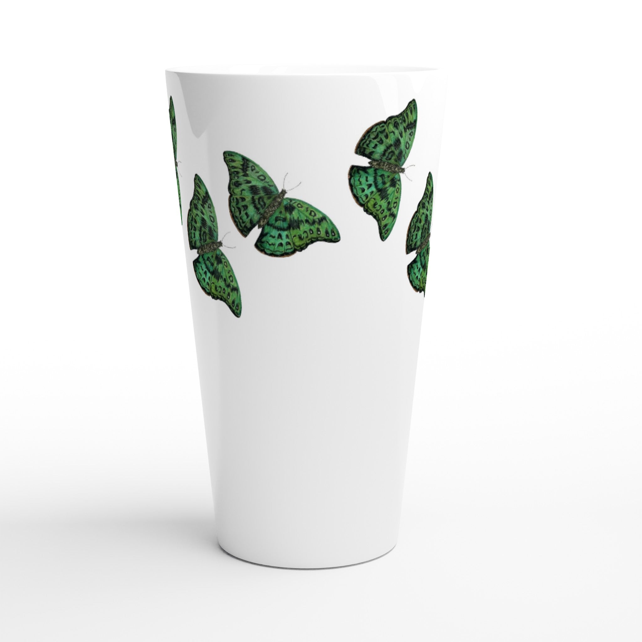 17oz ceramic latte mug african green butterfly pattern 