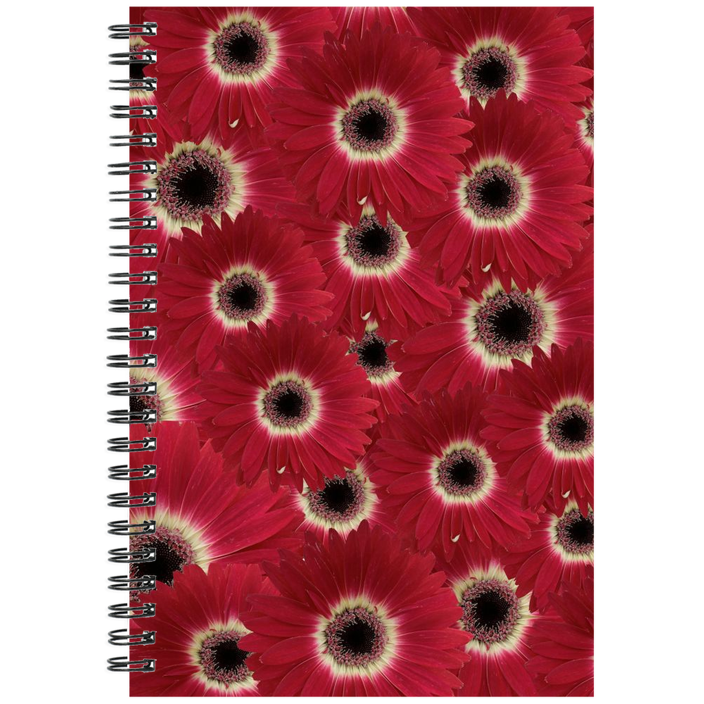 Spiral bound notebook ruled or grid gerbera daisy floral pattern